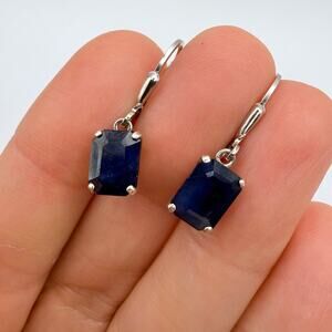 GSK GEMSTONE KING Lab Sapphire Earrings 925 Sterling Silver Dangle Drop Msrp $79